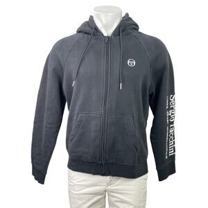 Sergio Tacchini Men's Black Full Zip Long Sleeve Hoodie Hooded Sweatshirt Top M